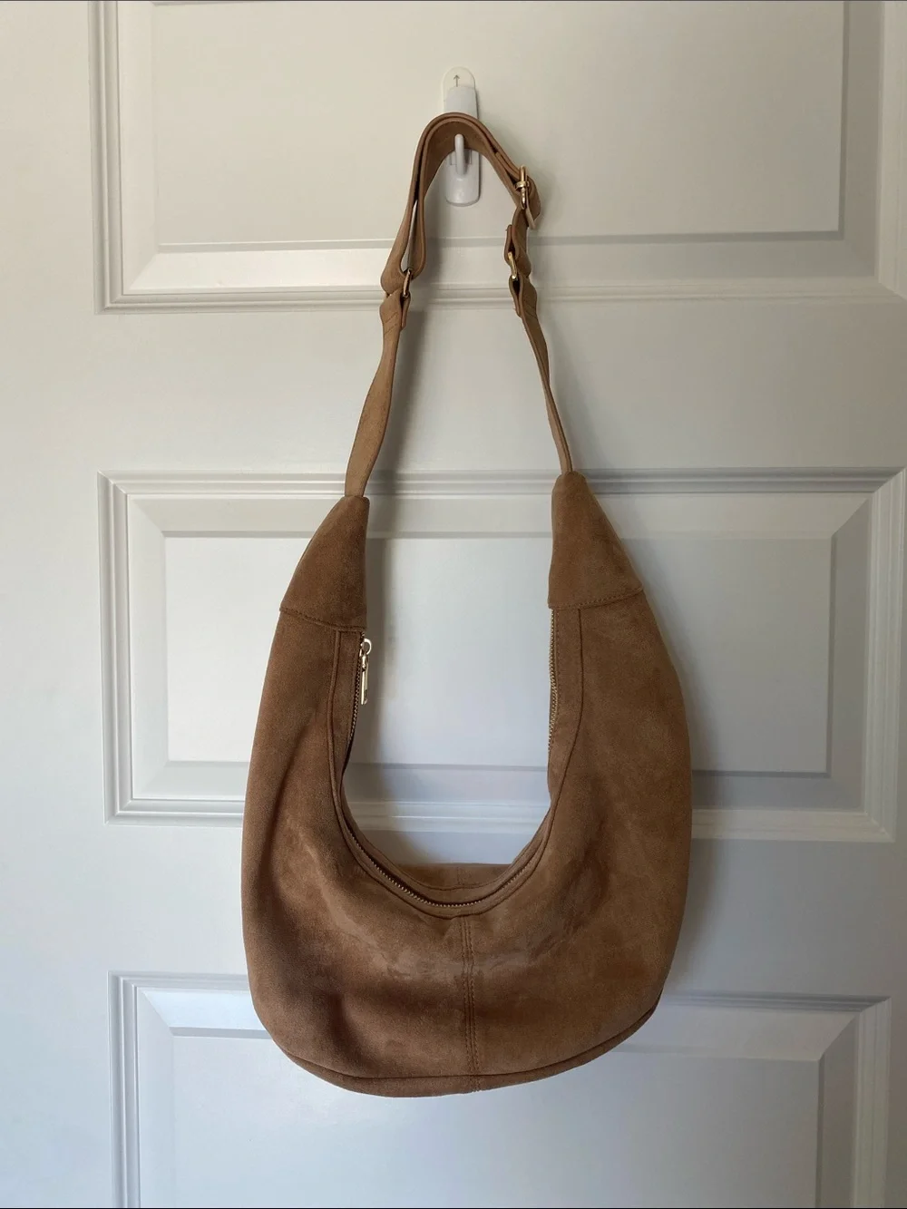 Suede Hobo Shoulder Bag in Brown